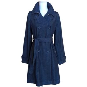 Talbots Navy Double-Breasted Trench Coat